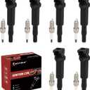 UF592 Ignition Coil Pack and Iridium-Platinum Spark Plugs Set of 6 Compatible with BMW 128i 325xi 328i 330i 525xi 528i 530i X3 X5 Z4 3.0L 2006 2007 2008 2009 2010 2011 2012,Replace# 12137594937