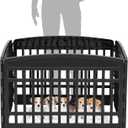 IRIS USA Dog Playpen 24" 4-Panel Puppy Playpen, 35 x 35 x 24, Dog Playpen, Dog Play Pen Indoors, Pet Fence, Puppies/Small Dogs, Black