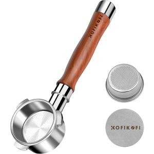 54mm Bottomless Portafilter 3 Ears, Bottomless Naked Portafilter Compatible with Breville/Sage Barista Express BES870/876/878/880/881/450/500/810/840, with Puck Screen and 18g Filter Basket - Rosewood