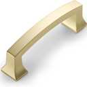 Amerdeco 10 Pack Brushed Brass Cabinet Pulls 3 Inch(76MM) Hole Center Gold Drawer Pulls Cabinet Hardware Kitchen Cabinet Handles for Bathroom Dresser Pulls ZH0009