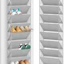 AOODA 10 Tier Clear Over the Door Shoe Organizer Storage, Deep Pockets Large Hanging Shoe Rack for Closet Door, Fit 20 Pairs Shoe Holder Hanger for Boots (Grey) (71")