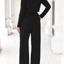 Lazysmile Womens Dressy Long Sleeve Off Shoulder Jumpsuit (Black, L)