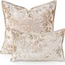Premium Series, Crushed Velvet Throw Pillow Covers, Luxury Thick Cushion Cases for Home Decor, Cream White, 12x20 Inch, Covers Only