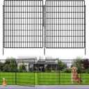 5 Panels Garden Fencing Animal Barrier with Lock, 33 in(H) X 12 ft(L) Dog Fence Outdoor for Yard Rustproof No Dig Decorative Tall Garden Fence Metal Wire Panel Border Rabbit Ground Stakes Fencing