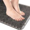 OTHWAY Non Slip Grassy Bathtub Mat : 25.6X13.4 inches Sturdy But Soft Bath Mat_Quick Drain Shower Floor Mat with Soft Bristles for Scrubbing Feet (Dark Grey)