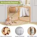 LZRS Clear Dog Gate for Indoor Use - Transparent Pet Fence with Solid Hardwood and Plastic Board, Stylish & Durable freestanding Pet Gate for Doorways, Stairs and Hallways-2 Panel Natural
