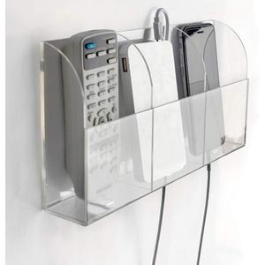 VANCORE Clear Wall Mounted Charging Phone Holder Smart Phone Station TV Remote Control Holder Wall Box (3 Holes)