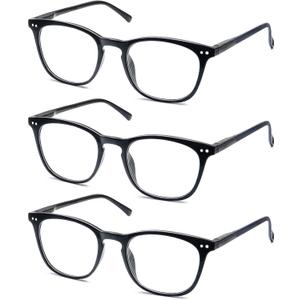 3 Pack Reading Glasses Women Men Stylish Oval Readers Flexible Spring Hinge Black Glasses Reading +2.50