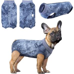SAWMONG Recovery Suit for Dogs Female Male, Cotton Breathable Dog Onesie After Surgery Spay Neuter, Professional Pet Surgical Suit, Substitute E-Collar Cone (Tie-dye Blue, XS) (X-Small (Back: 7.9", Weight: 2.5-3 lb))
