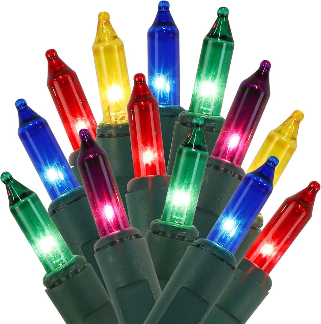 Multicolor Christmas String Lights, 100 Count, Incandescent Mini Christmas Lights, Connectable Xmas Tree Light for Indoor Outdoor Garland Birthday Holiday Wedding Festival Party