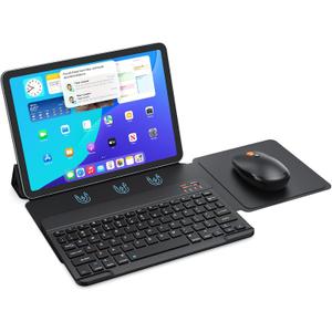 Bluetooth Keyboard and Mouse for iPad, Wireless Portable Keyboard and Mouse Rechargeable, for iPad 10th Gen/A16 11th/Mini/Pro/Air 11inches, iPhone(Not Included Case) (Black)