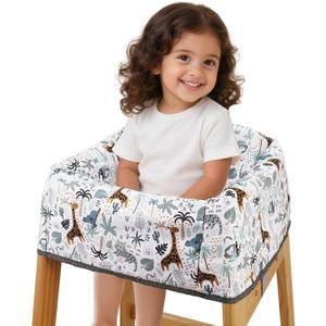 Baby High Chair Cover Restaurant with Strap Pads & 3-Point Harness, Machine Washable, Waterproof Portable Highchair Covers for Eating, Travel, Home Use - Fits Wooden Chairs, Green Forest