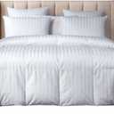 Beautyrest US Grown Cotton All Seasons Warmth Exceptional Hungarian White Goose Down Comforter Queen Size-750 Fill Power 500TC Damask Stripe Fabric
