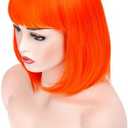 Amazon.com : morvally Short Straight Bob Wig Heat Resistant Hair with Blunt Bangs Natural Looking Cosplay Costume Daily Wigs (12", Orange) : Beauty & Personal Care
