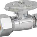 Eastman Quarter-Turn Straight Stop Valve with Brass Ball Mechanism, 5/8 Inch OD Compression Inlet x 3/8 Inch OD Compression Outlet, Chrome Plated, 10756LF