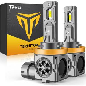 H11/H9/H8 Bulbs, 50,000LM 10X Ultra-Brightness, Real 1:1 Halogen Mini Size, 6500K Cool White H11 Fog Light Conversion Kits, 10-Year Extended Lifespan, Plug and Play, Pack of 2