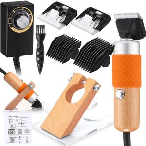 Landhoow Carpet Trimmer with Shearing Guide, 200w Electric Speed Adjustable Rug Tufting Carver Clippers for Low Noise Handmade Rug Cleaning and Tuft, 2 Blades, 1 Power Adapter, Etc.(Light Brown)