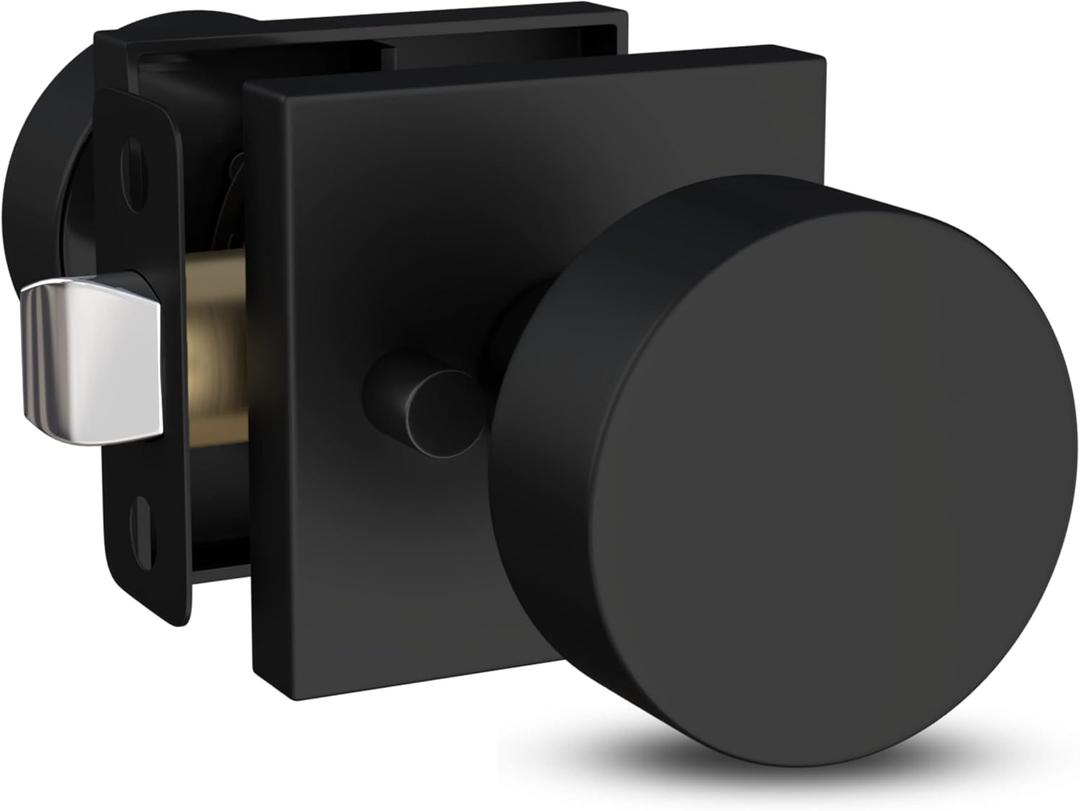 Mega Handles SUANA Privacy Door Knob for Hallway, Closet and Bathroom, Reversible Heavy Duty Design Door Knobs, Fits All Standard Door Sizes Screws Included - Matte Black (1 Pack)