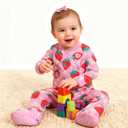 uideazone Baby Girls Footed Pajamas Zip-Front One-Piece Sleeper Non-Slip Footie Cute Pattern Jumpsuit PJs 0-12 Month (Pink Strawberry)