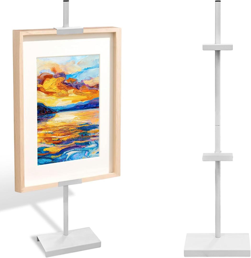 Wndyspup Tabletop Picture Frame Stand, Adjustable Table Easel Stand Up to 25.6", Metal Table Top Easel & Picture Stands for Display, Photo Frames, Artwork, Canvas & Certificates - Black Frame Holder Stand for Tabletop Display (White)