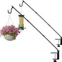 QIEGL 31 Inch Heavy Duty Fence Deck Hook Rotary-Solid Rod for Bird Feeder Extended Adjustable 360Plant Bracket Hanging Hooks for Lanterns, Wind Chime,Planters, Suet Baskets, 2 Pack Unassembled