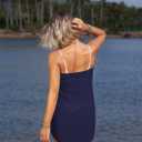 Ekouaer Women's Sarongs Short Sheer Bikini Skirt Wrap Beach Pareo Chiffon Swimsuit Cover Up S-XXL (Navy Blue)