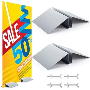 Blulu 2 Pcs Metal Floor Sign Stand Holder Fits 12" Wide Board up to 72" Tall Graphic Floor Standing Display Stand for Composite Foam Board, Acrylic Glass Sign, Base Only
