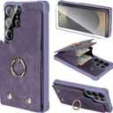 Wallet Case Compatible for Galaxy S25 Ultra with Card Holder,360Rotation Ring Stand and RFID Blocking for Samsung Galaxy S25 Ultra 6.9 inch,Lavenders