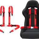Yakitoko Universal 4 point Safety Harness Set 2inch Fits Go Kart, UTV, ATV,Racing Red