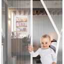 Magnetic Screen Door Fit Door Size 28 x 80 inch, Screen Size 30" x 82" Reinforced Screen Door Middle Opening French Door Mesh with Full Frame Hook&Loop, White