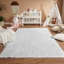 Floralux White Fluffy Rugs for Bedroom Living Room 4x6 Rug, Soft Fluffy Fuzzy Carpet, Shag Plush Carpets for Nursery Kids Room
