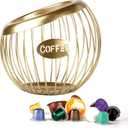Stainless Steel Cup Coffee Basket pods holder Sturdy for Home or Office Kitchen Counter Organizer Espresso Capsule (GOLD)