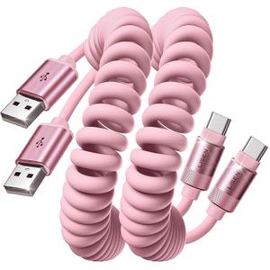 LISEN Pink USB C Cable, Gifts for Women Men 2 Pack for Android Auto & CarPlay Cable, Type C Charger Pink Compatible with iPhone 17/16 Galaxy S25/S24 Car Accessories for Women Wife Girlfriend Sisters (4FT)