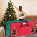 Christmas Tree Storage Bags 9FT Red Green Heavy Duty Christmas Tree Bag 600D Oxford Large Chirstmas Tree Storage Container with Reinforced Handles Xmas Tree Storage Bag for Artificial Trees