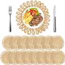 Zopeal 11'' Round Natural Woven Placemats Set of 16 Boho Braided Rattan Placemats Farmhouse Place Mats Wicker Charger Plates for Dining Table Home Wedding Indoor Outdoor(Solid)