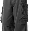 WZIKAI Womens Parachute Cargo Pants Y2K Baggy Cargo Pants Wide Leg Casual Joggers with Pockets (X-Large, Grey)