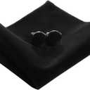 Bow Ties for Men Pre-Tie Bow Ties Vintage Tuxedo Velvet Bow Ties Cufflinks Pocket Square Sets With Gift Box (Black)