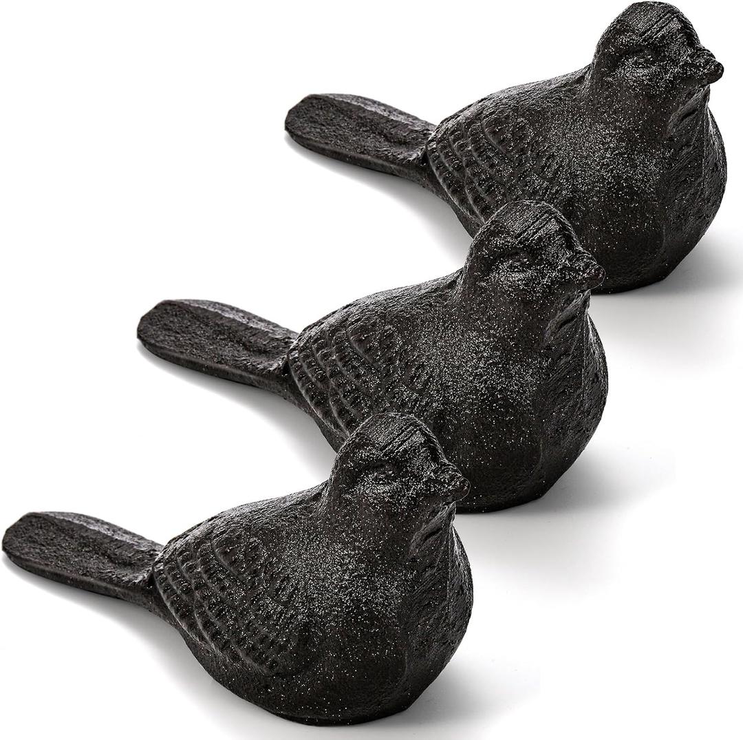 ZOOFOX 3 Pack Cast Iron Door Stopper, Decorative Door Stop, Heavy Duty Rustic Bird Door Stop Wedge for Carpet, Tile, Concrete or Wooden Floor