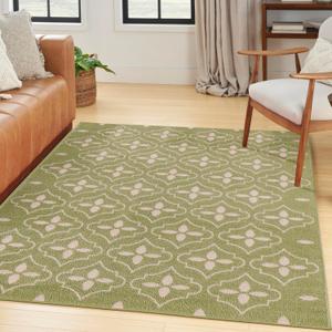Nourison Home Nourison Essentials Green Ivory 4' x 6' Area Rug - Easy Clean, Non Shedding, Bed Room, Living Room, Dining Room, Kitchen (4' x 6')