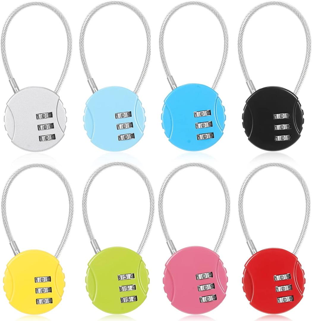 Moxweyeni Combination Lock 3 Digit Small Combo Luggage Number Cable Padlock Outdoor Waterproof Resettable Lock for School Gym Locker Travel Backpack Suitcase Storage (Multi Color)
