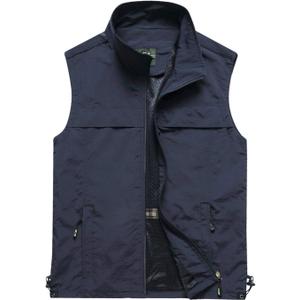 Gihuo Men's Lightweight Quick Dry Outdoor Multi Pockets Fishing Vest (X-Large, Navy)