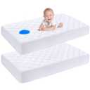 Yoofoss Waterproof Crib Mattress Protector 2 Pack, Quilted Crib Mattress Pad Cover Ultra Soft and Breathable, Machine Washable Toddler Mattress Protector for Standard Baby Crib Size 52''x28'' (Crib-28x52 Inch (Pack of 2), White (2 Pack))