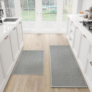 SUMLANS Kitchen Mat, Cushioned Non Slip Rug for Kitchen Floor, Absorbent Runner Comfort Standing Mat Washable for Kitchen, Office, Home (Grey, 17.3"x30") 1count
