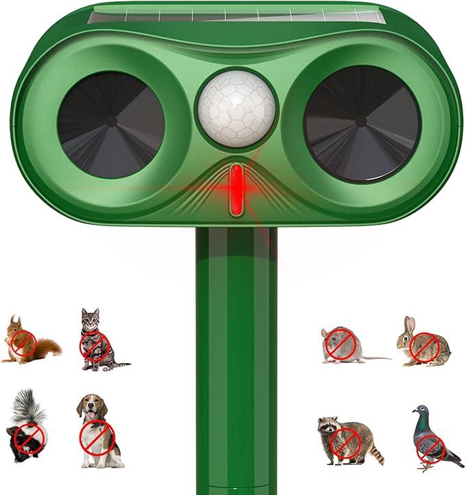 2Pack Upgrade 2025 Ultrasonic Cat Deterrent, Solar Animal Repellent, PIR Motion Sensor, Cat Deterrent for Gardens, Courtyards and Patios, Effective Against Cats, Dogs, Birds, Mice, Martens