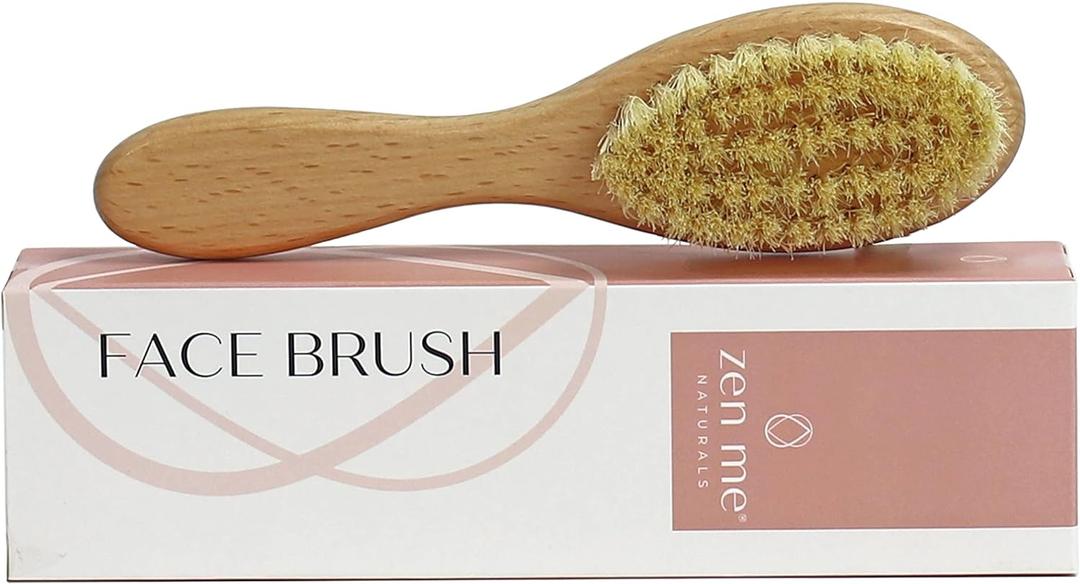 Dry Brush for Face for Smooth Radiant Skin by Zen Me, Natural Face Exfoliator Tool to Unclog Pores, Promote Lymph Flow & Reduce Swelling, Facial Brush with Natural Boar Bristles & Polished Wood Handle (1-Pack)