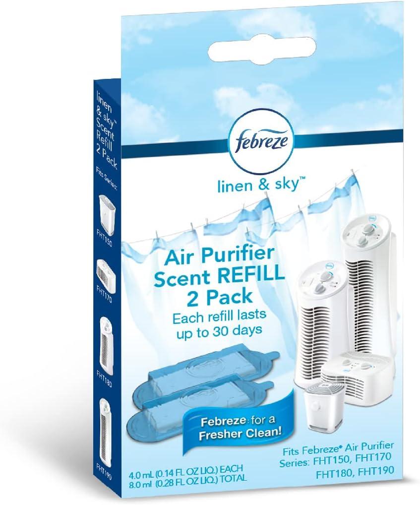 Febreze Linen & Sky Air Purifier Scent Refill Cartridge, 2-Pack, White, 2 Count