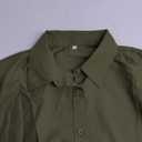 Womens Button Down Shirts Dress Shirts Long Sleeve Black Viscose Collared Work Office Solid Blouses Tops, M