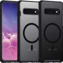 TIANNIUKE Magnetic Case for Samsung Galaxy S10 Plus, Translucent Matte Anti-Fingerprint,Compatible with MagSafe,Slim Fit Shockproof Protective Phone Case for Galaxy S10 Plus Case (Transparent Black)