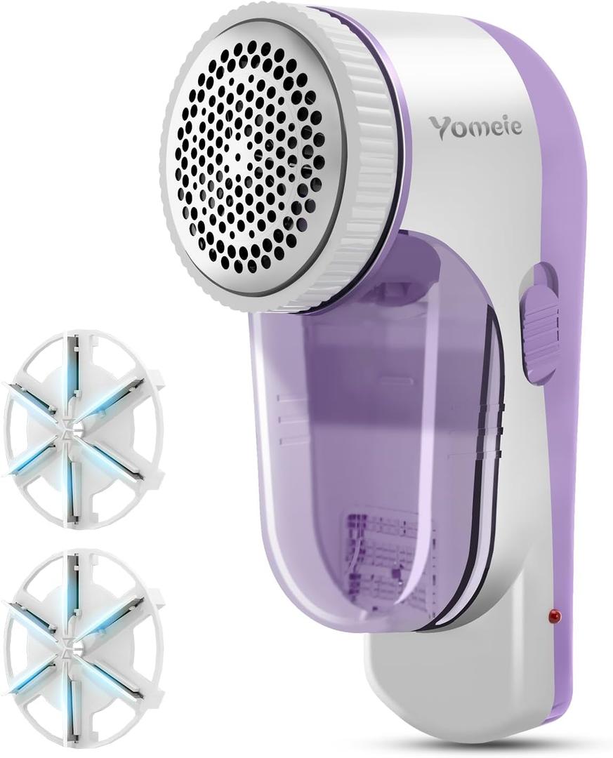 Fabric Shaver, Rechargeable Sweater Shaver, Lint Shaver with 6-Leaf Blades, Electric Lint Remover for Clothes & Furniture, Couch Pilling Remover Depiller for Removing Fuzz, Lint, Pills, Bobbles (Purple)