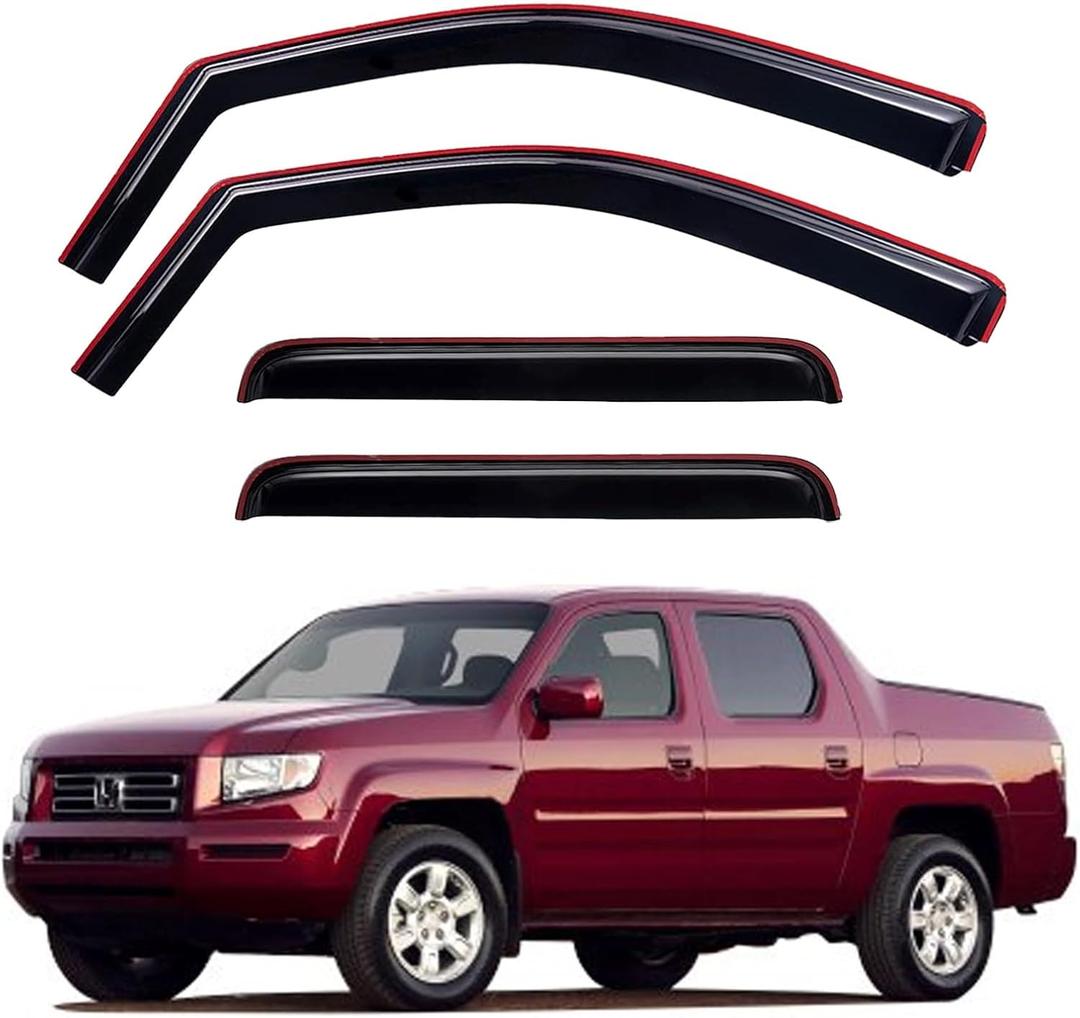 in-Channel Window Visors Rain Guards Shield for 2006-2014 Honda Ridgeline, Window Vent Wind Deflectors Visors Shades for 06-14 Ridgeline